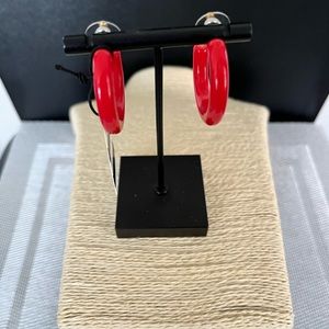 LELE SADOUGHI NWT AUTHENTIC SMALL BROADWAY RIVERA RED HOOP EARRINGS